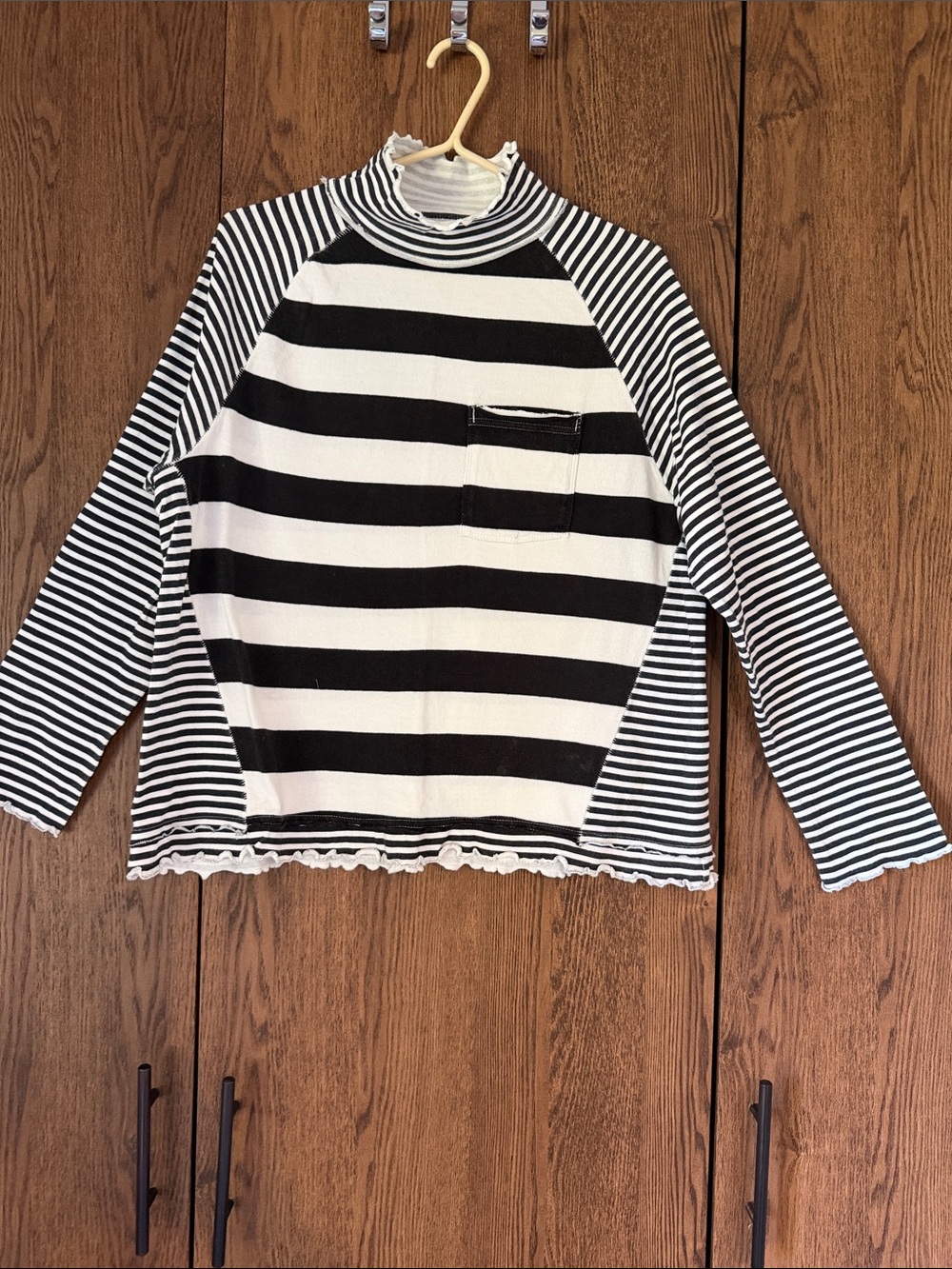 We The Free Black and White Striped Long-Sleeve Top